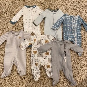 Baby Zipper Footie pajamas lot of 6